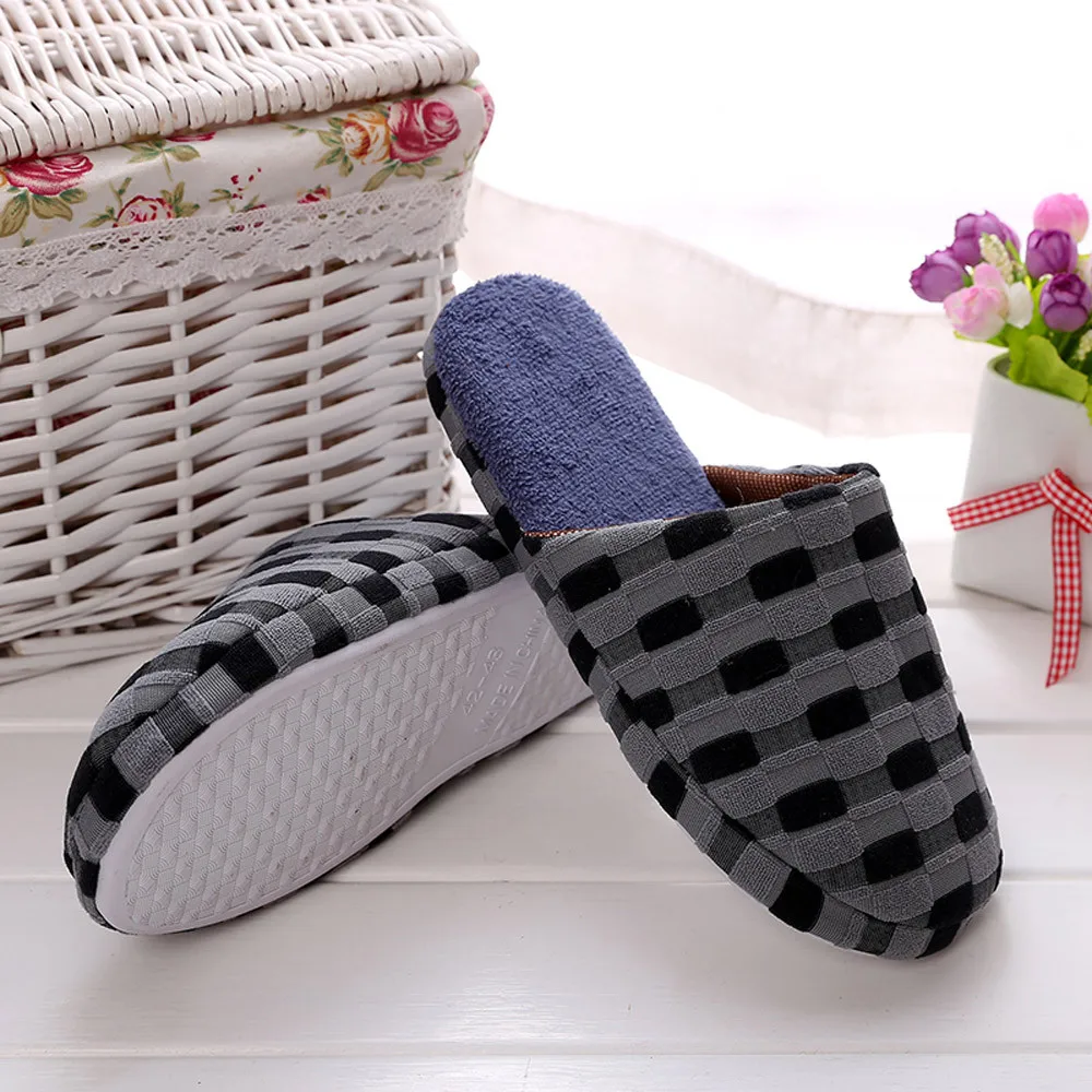 

Cotton trailer Winter Men Indoor Home Shoes Faux Fur Warm Slippers тапочки домашние женские