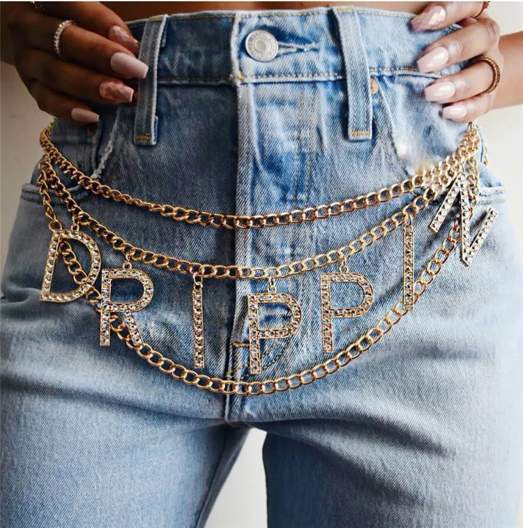 

European and American Fashion Letters DRIPPIN Pendant Waist Decoration Multi-layer Waist Chain Women Belts