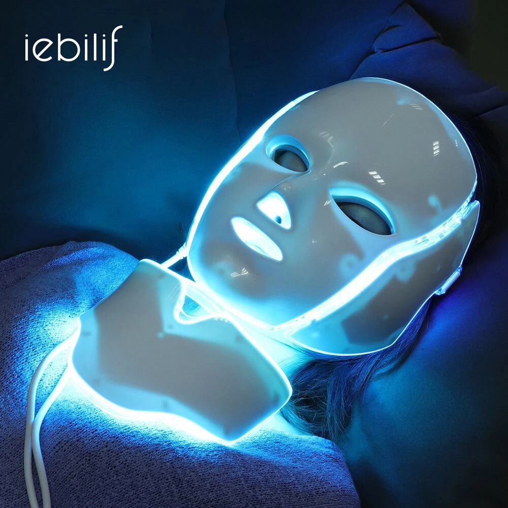 

iebilif 7 Colors Photon Electric LED Facial Mask with Neck Skin Rejuvenation Anti Acne Wrinkle Beauty Treatment Salon Home Use