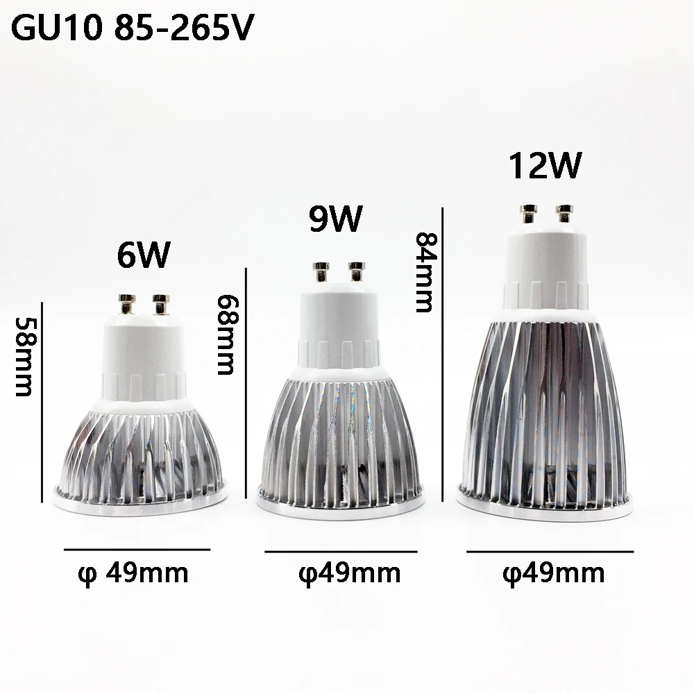 Супер яркий светодиодный прожектор GU10Light Dimmable светодиодный 110V 220V AC 6W 9W 12W светодиодный GU10 COB светодиодный светильник GU 10 светодиодный