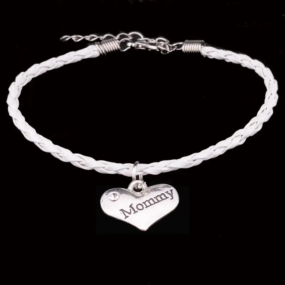 12 шт. белая веревка кожаные браслеты-Цепочки Браслеты для мамы семейная мама мамочка День матери подарки на день благодарения ювелирные изделия браслет