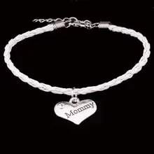 12 шт. белая веревка кожаные браслеты-Цепочки Браслеты для мамы семейная мама мамочка День матери подарки на день благодарения ювелирные изделия браслет