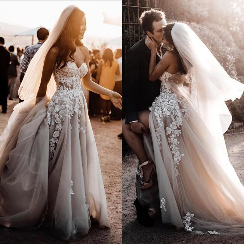 Country Garden Wedding Dresses 2020 Plus Size 3d Floral Lace Appliques Sweetheart Bohemian Beach Wedding Dress Bride Gowns Wedding Dresses Aliexpress country garden wedding dresses 2020 plus size 3d floral lace appliques sweetheart bohemian beach wedding dress bride gowns