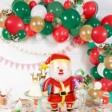 Metable Счастливого Рождества арка для воздушных шаров комплект гирлянды 115 штук зеленый красный, белый шары с золотыми конфетти с Санта Клаус Mylar клипсы для воздушных шаров