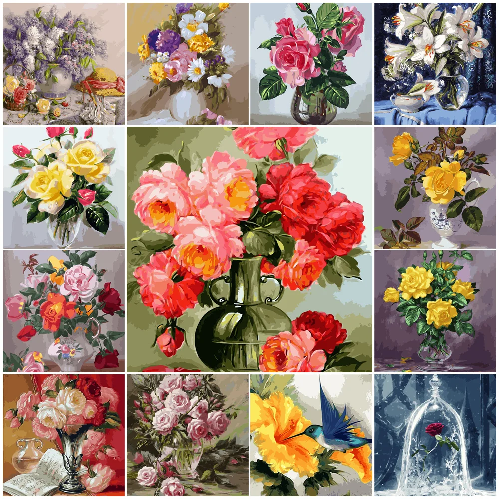 Painting By Numbers Flower Va2014 Kit Frameless Painting With Numbers