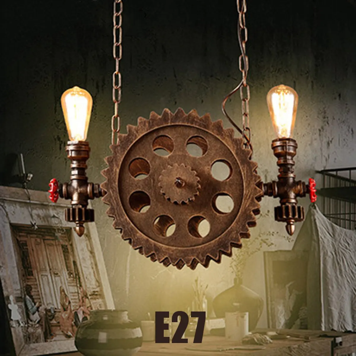 

Vintage Industrial Style Gear Pendant Light Lamp Bar Restaurant Home Fixture Decoration Personality Indoor Lighting 110-240V E27