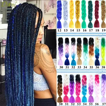 

24" 100g/Pack Synthetic Jumbo Braids Ombre Braiding Hair Extension for Women Crochet Braids Hairstyle DIFEI