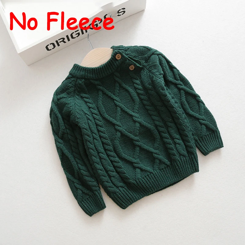 Baby Kids Sweater Pure Autumn Winter Boy Girl Kid Thicken Knitted Bottoming Turtleneck Warm Parkas Velvet Pullover Sweater - Цвет: thin green