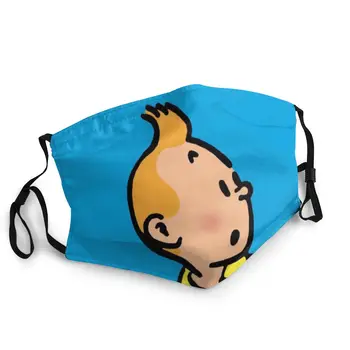 

The Adventures Of Tintin Adult Reusable Mouth Face Mask Printed Anti Haze Protection Mask Mouth Muffle with Filters