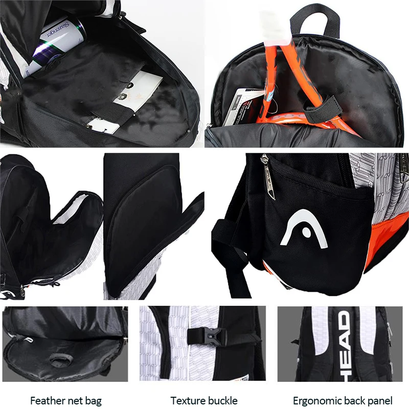 2017 Men Head Tennis Bag Racquets Racket Backpack Raquete De Tenis Backup Badminton Bag|bag backpack|bag tennisbag tennis racket |
