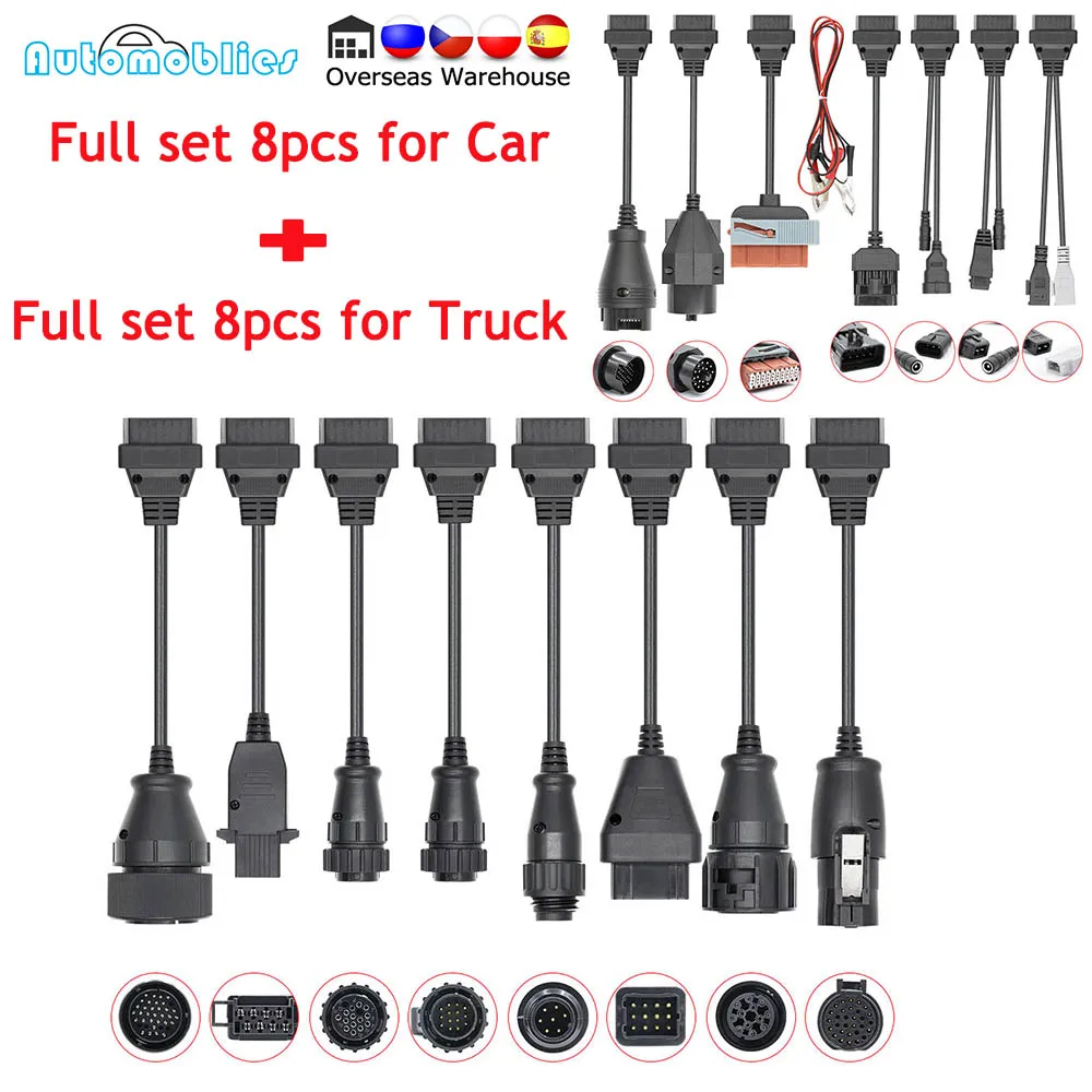 OBD2 전체 세트 8 자동차 트럭 OBD 커넥터 연장 케이블 OBD 자동차 진단 스캐너 자동 도구, Scania/BMW ...