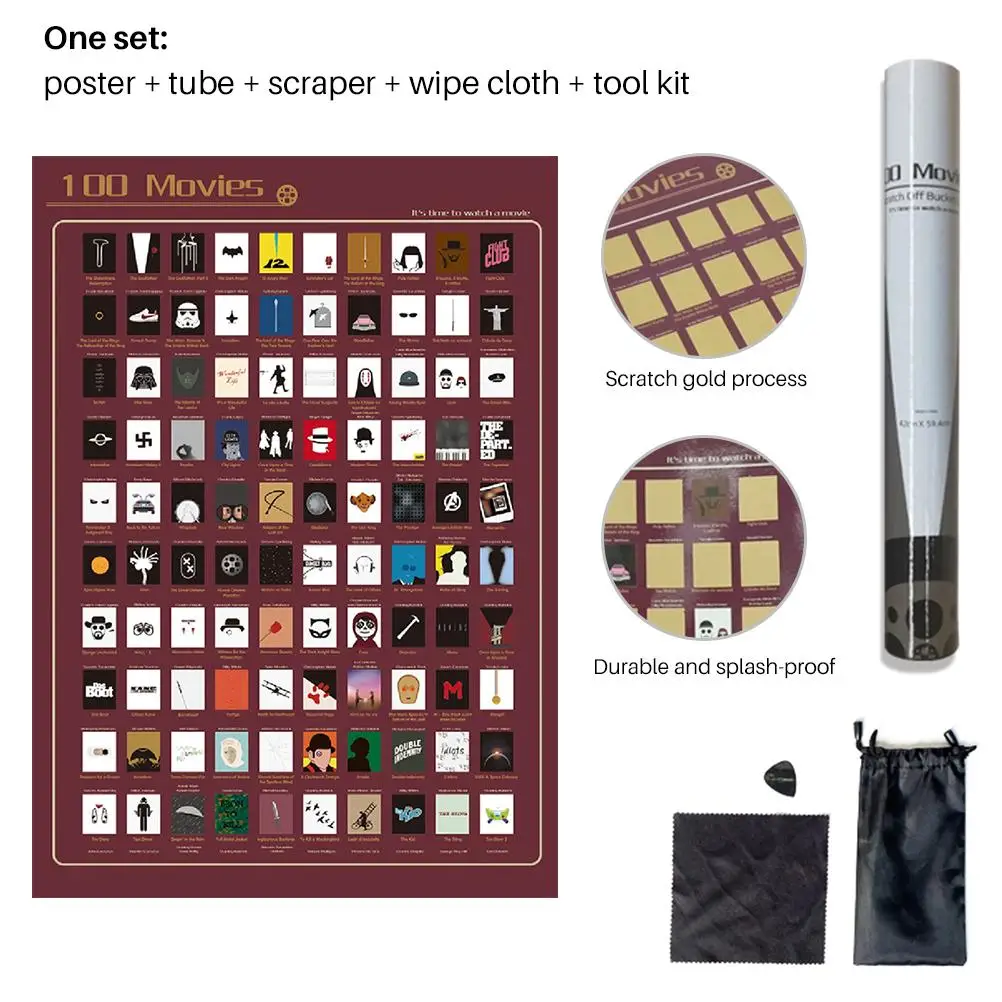 Póster rascador para amantes de las películas, póster de la lista del cubo, póster de El último deseos, póster de regalo para parejas, póster de amantes de las películas, 100 películas