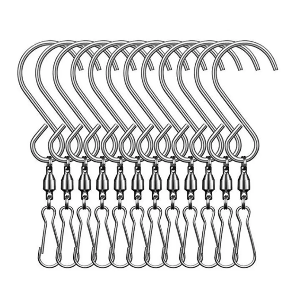 

12Pcs/set Wind Spinner S Hook Clips Stainless Steel Swivel Hooks ClipsHanging Wind Chimes Crystal Twisters Party Supplies
