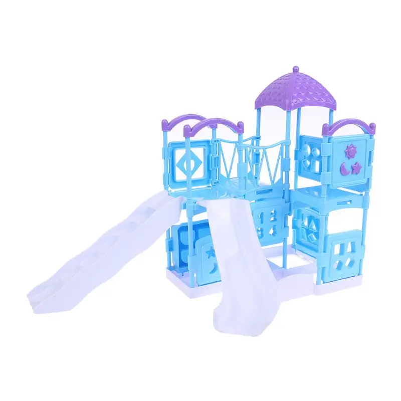 1/12 кукольный домик, раздвижная игровая лестница, парк развлечений, миниатюры для девочек, горка, садовые игрушки, аксессуары для кукольного дома - Цвет: Blue