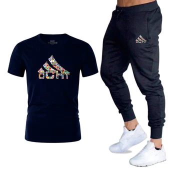 

2020 new hot sale men's T-shirt suit sportswear summer fashion high-quality short-sleeved sports suit T-shirt + sports pants