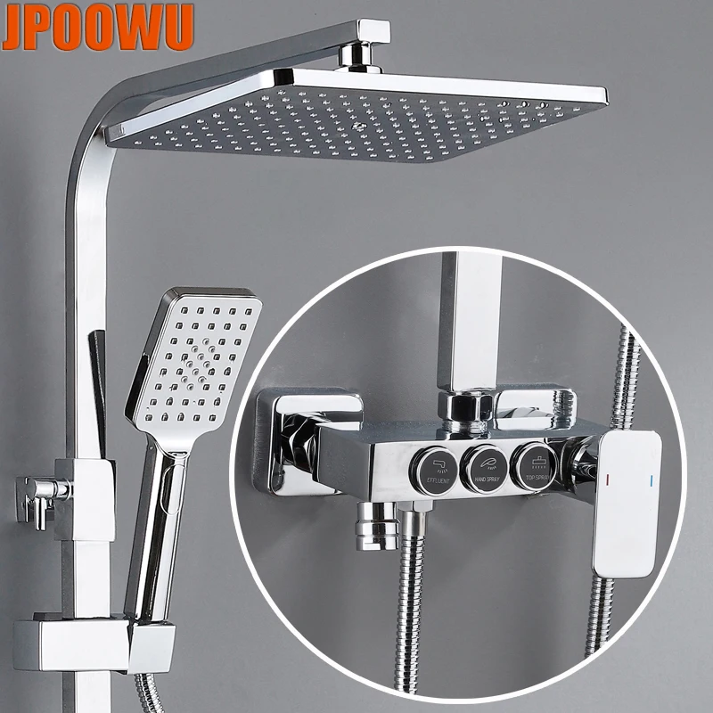 Hot Cold Mixer Shower System Set Bathroom Square Head Spa Rainfall Bath
