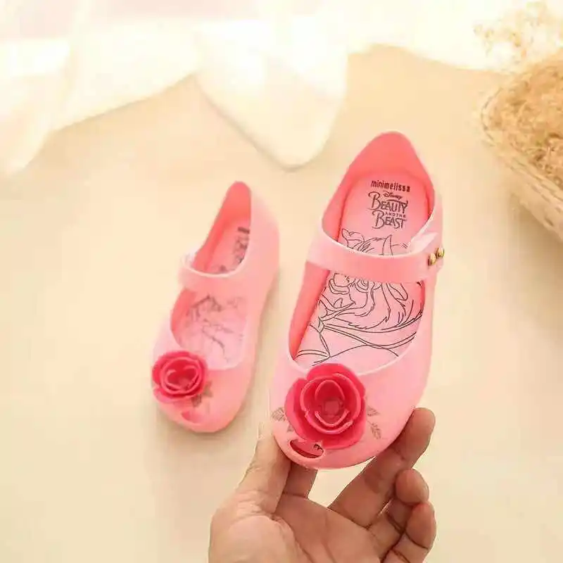 Mini Melissa/сандалии для девочек; коллекция года; Летняя обувь с рисунком Микки и Минни; прозрачная обувь; сандалии для девочек; нескользящие детские сандалии для малышей - Цвет: pink5