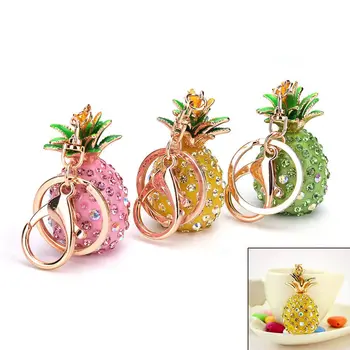 

New Alloy Pineapple Fruit Keychains Charms Tropical Fruit Key Chain Ring Women Bag Purse Pendant Keyrings For Car Styling