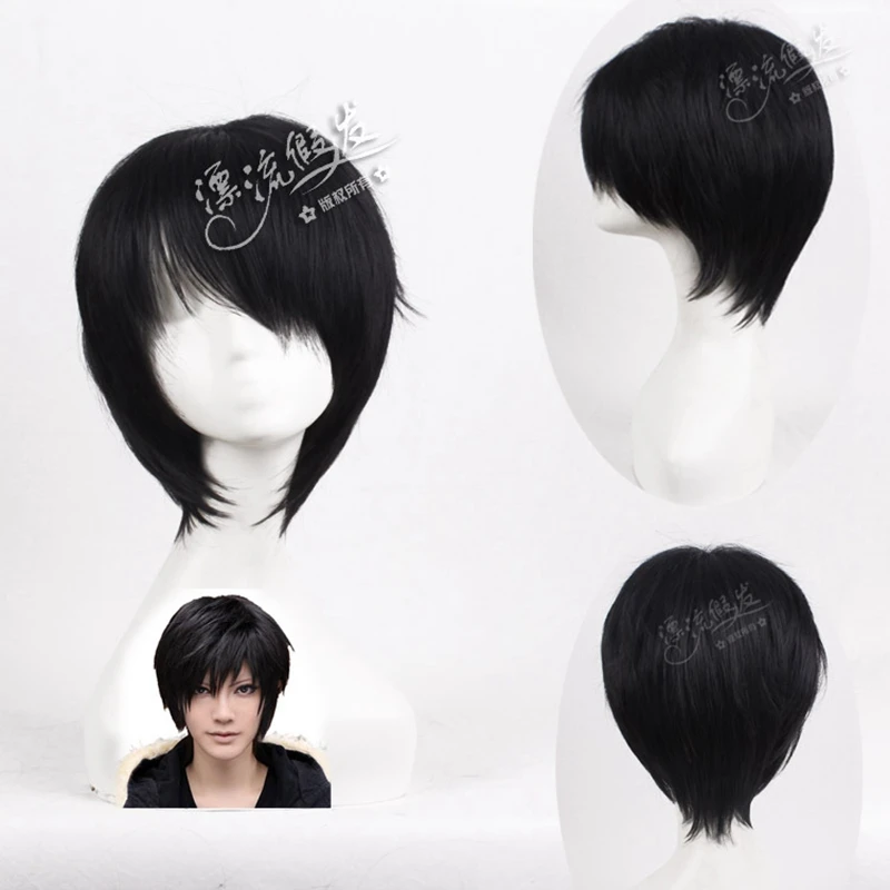 

12" Men's Short Cosplay Full Wigs Heat Resistance Fiber Synthetic Hair The Lost Tomb Kylin Zhang Orihara Izaya