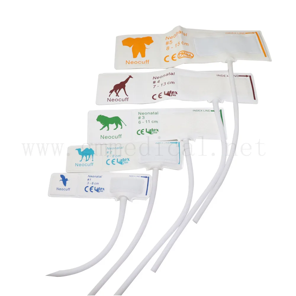 

Disposable blood pressure cuff for neonate,nibp cuff TPU Material single tube size1-5,5piece/bag.without connectors
