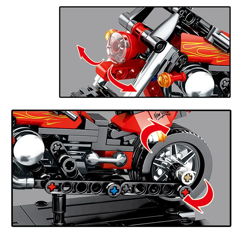Новинка Crazy Creator сборка мото серия Красные строительные блоки модель наборы кирпичи классический мотоцикл для детей игрушки подарок