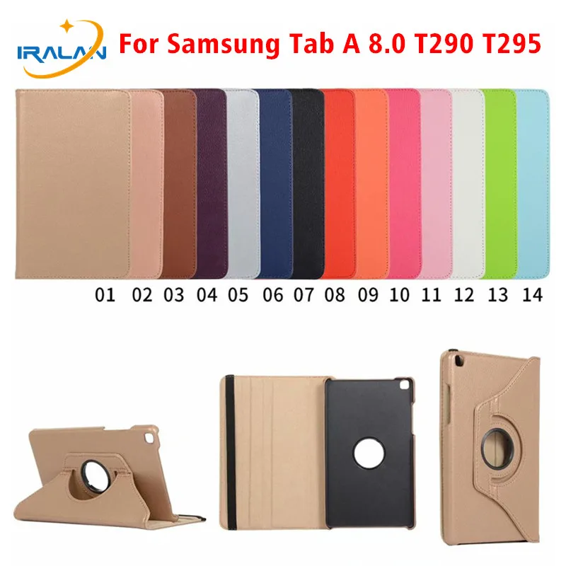 

360 Rotating Case for Samsung Galaxy Tab A 8.0 2019 T290 T295 SM-T290 SM-T295 Litchi PU Leather Folding Stand Smart Cover+Stylus