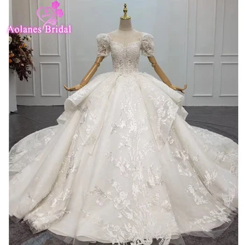 شراءالأفريقية الفاخرة الكرة ثوب الزفاف فستان طويل القطار فساتين زفاف تركية رداء دي سواريه Aibye Vestido De Festa دبي