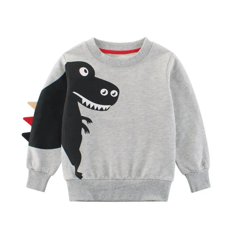 grey Children Autumn Winer Clothing Boys Printes Cartoon Streetwear Kids Fashion Dinosaur Jacket Sweatshirt TYM1033 - Цвет: grey