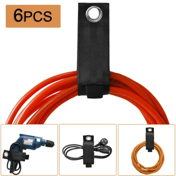 

6pcs Storage Strap Heavy Duty Elastic Hook Loop Extension Cord Organizer Hose Cable Strap Wrap Keeper Garage Storage Accessories