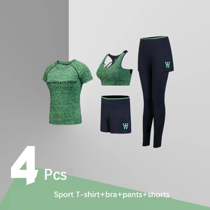 Gym-Set0604Pcs-S-GRE Набор для йоги, женская спортивная одежда, красный, зеленый, серый цвета, одежда для спортзала, XL, одежда для фитнеса, спортивный костюм, костюм для улицы, спортивная одежда для женщин - Цвет: Gym-Set0604Pcs-S-GRE