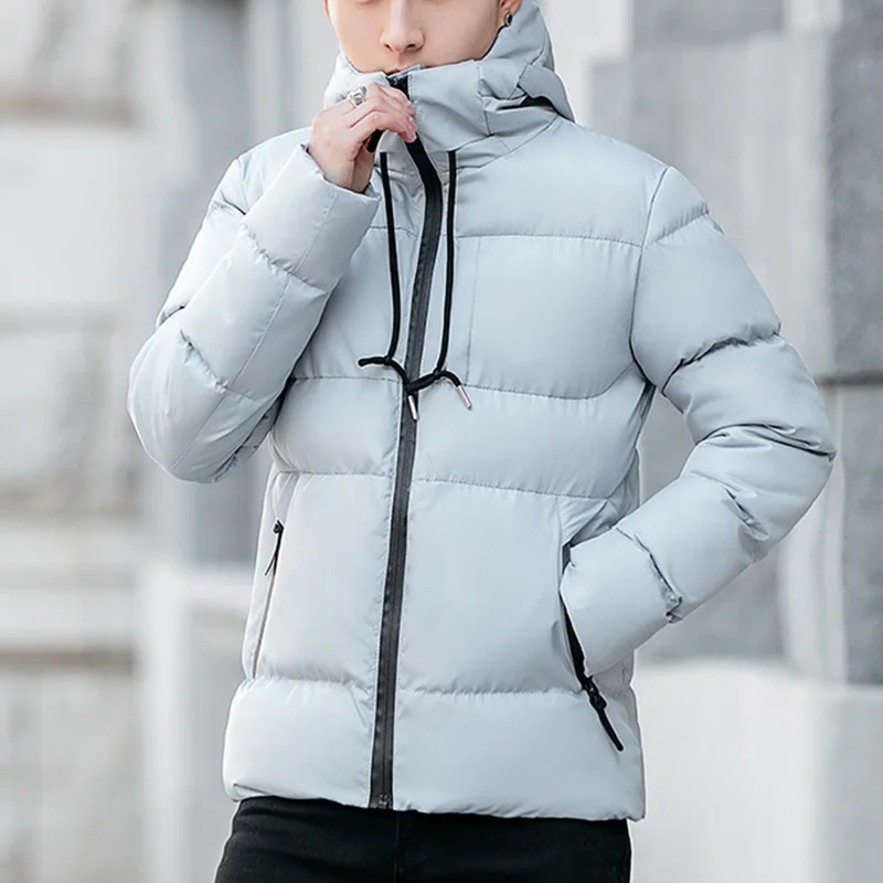 Зимняя мужская куртка-парка hombre модное Брендовое однотонное Пальто мужское утепленное теплое пальто с капюшоном Мужские повседневные парки Пальто