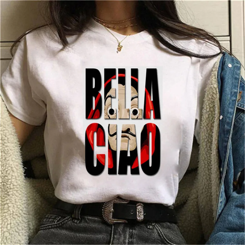 La Casa De Papel футболка Женская Harajuku BELLA CIAO с буквенным принтом короткий рукав