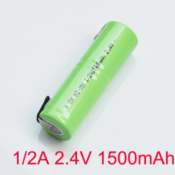 

1-5PCS 1500mah 2.4V 1/2A ni-mh rechargeable battery pack 1/2 A nimh cell with welding tabs for electric shaver razor toothbrush