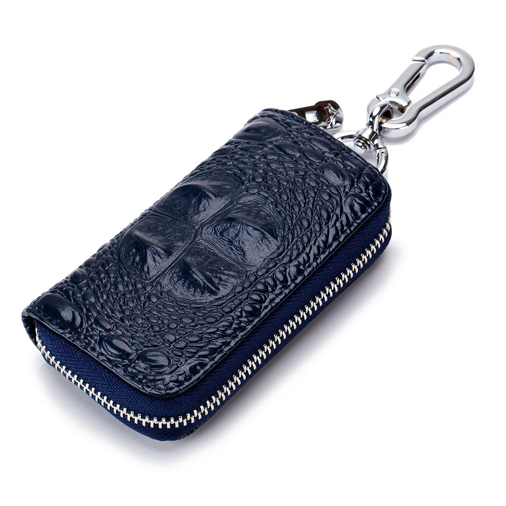 

Crocodile Pattern Car Key Men Genuine Leather Zipper Key Manufacturers Cowhide Multi-functional Waist Hanging Key Bag