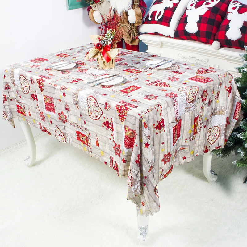 1X150*180 см Рождественская скатерть Санта-Клаус, красная скатерть для стола, свадебный банкет, кухня, домашние украшения для домашней вечеринки, вышивка - Цвет: E