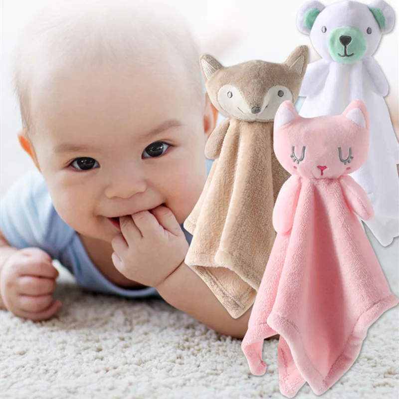 

Infant Sleeping Plush Toys Baby Appease Bibs Bebe Burp Blankie Dolls Bear Rabbit Fox Reassure Fleece Towel игрушки для детей