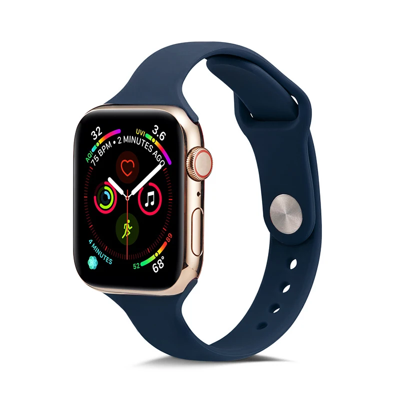 Мягкий тонкий силиконовый спортивный ремешок для Apple Watch 5 4 3 2 1 38 мм 42 мм, резиновый ремешок для часов Iwatch series 5 4 40 мм 44 мм