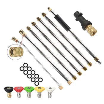 

Pressure Washer Degree Curved Rod Extension Wands+Nozzles+Adapter For Karcher K Series K2-K7 Straight rods Tips Spray Lance