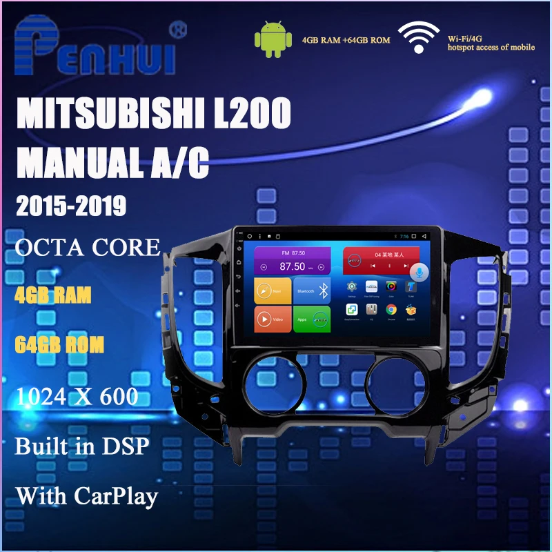 

Car DVD for Mitsubishi L200 Trion Starex (2015-2019) Manual A/C Car Radio Multimedia Video Player Navigation GPS Android 10.0
