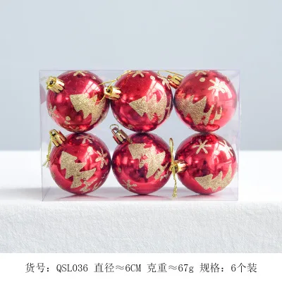 6pcs Christmas Tree Painted Balls Christmas Decoration Hanging Balls Christmas Tree Decor