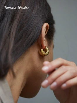 

Timeless Wonder Titanium Geo thicken CC Drop Earings Women Jewelry Punk Gothic Boho Designer Hiphop Top Trendy Party Ins 7552