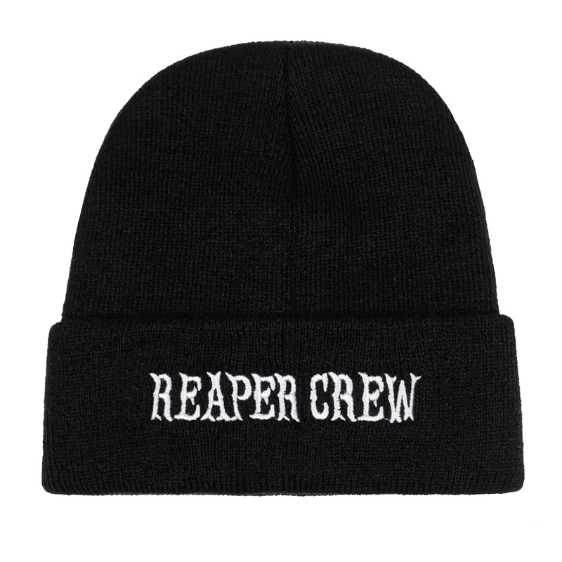 Reaper Crew Letter True color повседневные шапочки для мужчин и женщин модная вязаная зимняя шапка однотонная хип-хоп Skullies шляпа Кепка в стиле унисекс