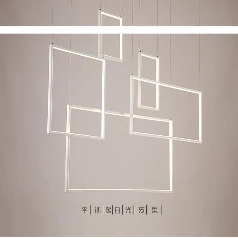 

Modern Square Frame Dimmable Led Pendant Lights Acrylic Dining Room Led Pendant Lamp Living Room Led Hanging Light Fixtures