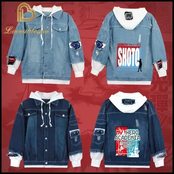 

My Hero Academia Midoriya Shoto Todoroki Cosplay Hoodies Costumes Men Women Denim Zipeper Jacket Casual Sweatshirt Coat Top