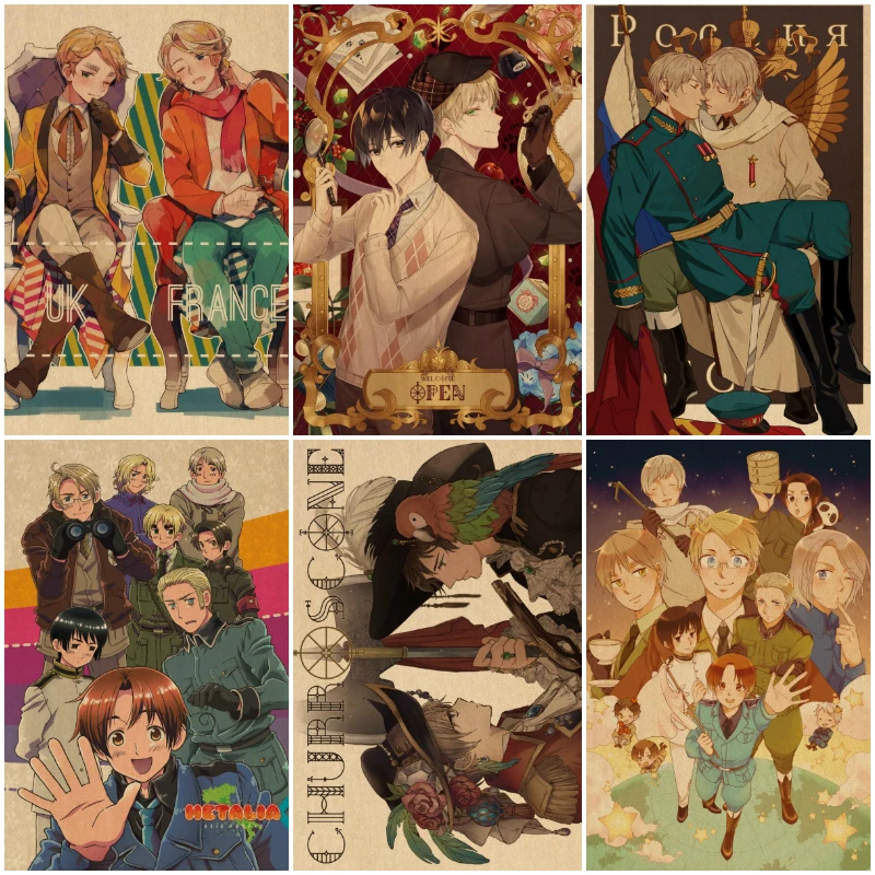 Плакаты из японского аниме Hetalia плакаты в стиле ретро Картина на холсте Настенная