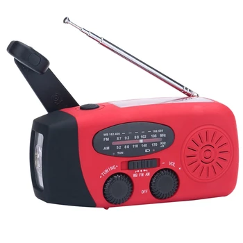 

Emergency Solar Manual Crank Dynamo Noaa Wb Am/Fm Radio Camping Survival Kit with Led Flashlight 1000 Mah Power Bank