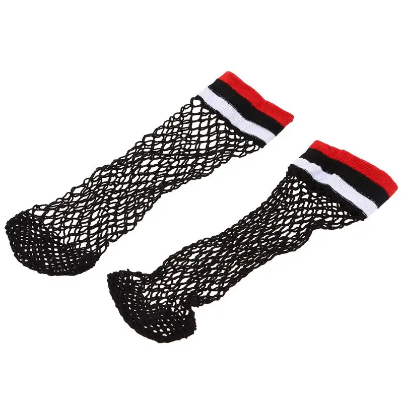 

1Pair Summer Women Stripes Fishnet Socks Female Black Mesh Nets Short Sexy Teen Socks(Red+Black+White)