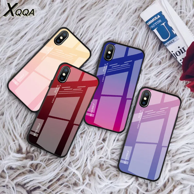 Чехол для Телефона Iphone X 10 XS 11 Pro Max XR SE2 2020 8 7 6 6S Plus градиентное закаленное стекло