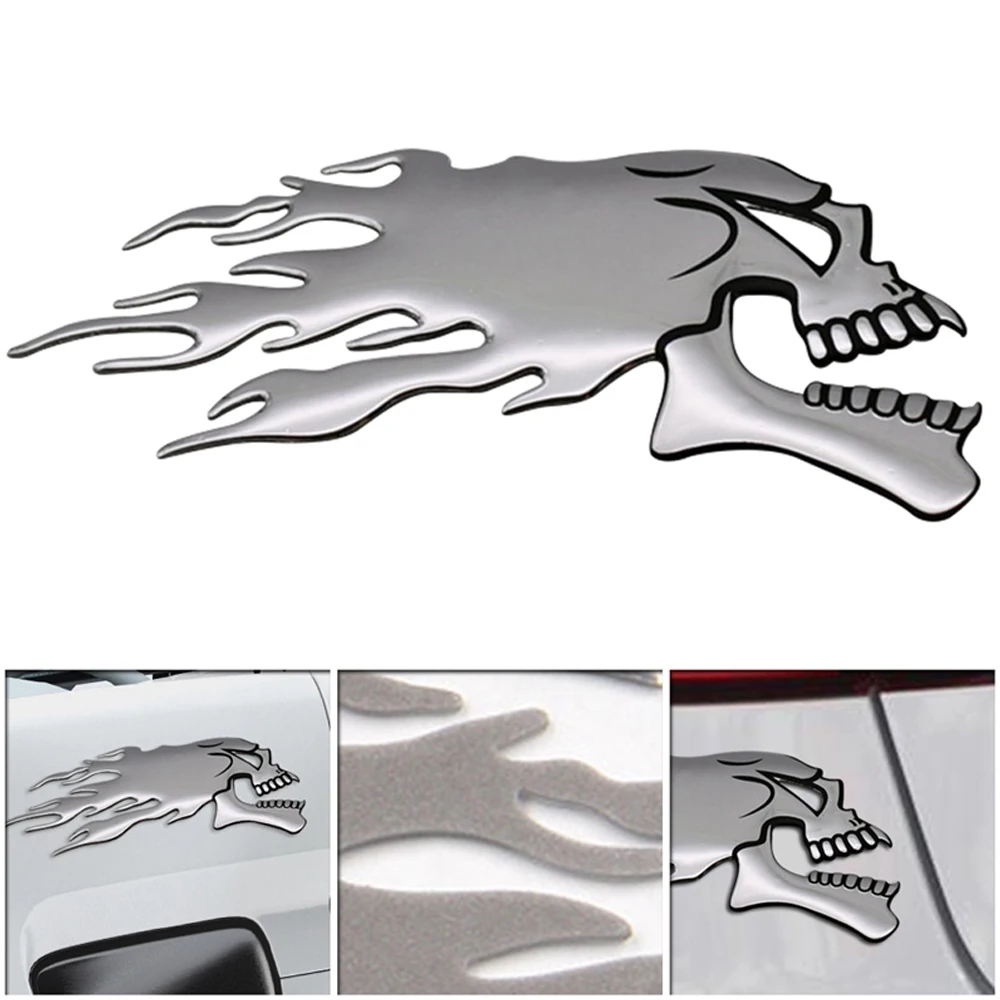 Dsycar 1pair Motorcycle Car Universal 3d Emblem Sticker Helmet Skull Decals  Fuel Tank Stickers Frame Body Decoration Sticker - Car Stickers - AliExpress