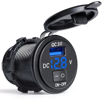 

Quick Charge QC3.0 Dual USB Car Charger Cigarette Lighter Socket Splitter Power Adapter Digital Display Voltmeter Socket
